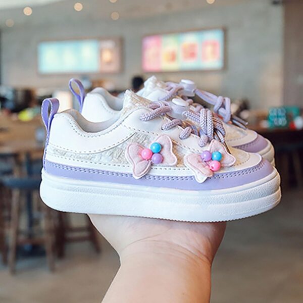 IQYU Sports Shoes Children's First Walking Shoes Non-Slip Soft Sole Baby Shoes Sports Leisure Shoes Girls Toddler Trainers Casual Children's Shoes Boys and Girls Canvas Shoes, purple, 2 UK - Image 7