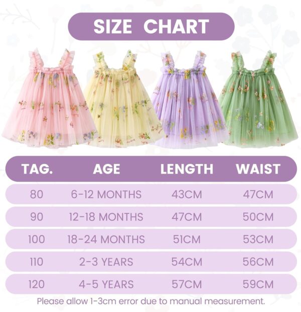 JiAmy Baby Girl Dress Sleeveless Tulle Floral Dresses Toddler Birthday Wedding Princess Party Sundresses for Girls 6 Months-4 Years - Image 6