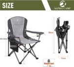 ALPHA CAMP Oversized Camping Folding Portable Chair Heavy Duty Steel Frame Support 160kg Arm Chair with Cup Holder Quad Lumbar Back Chair for Outdoor/Indoor_Gray-Black - Image 2