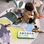 HB.YE Dinosaur Kids Round Play Rugs for Childrens Bedroom, Toddler Decorative Nursery Rug Mat with Non-slip Grip 120x120cm - Image 6