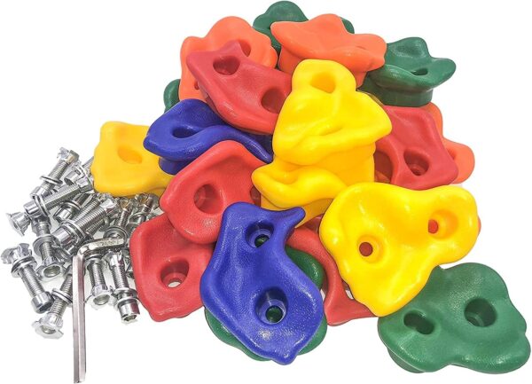 KINSPORY Rock Climbing Holds, Climbing Wall Holds for Kids, Colourful Climbing Set with Two Blue Handles for Indoor Outdoor Playground PlaySet Building - Image 5
