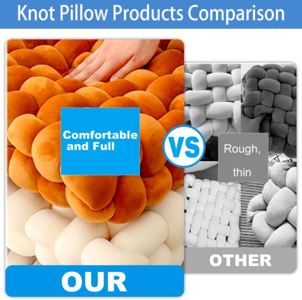 Knot Pillow,Knot Cushion,Square Plush Throw Pillow Handmade Soft Knotted Cushions,Home Decorative Knot Pillow Cuddle Cushion for Room Sofa Home Bed Floor,Bed Pillows Decoration(Grey/30*33*12CM) - Image 4