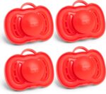 Herobility Gentle Pacifiers – Protective case – BPA-Free – Large air Vents – Newborn – 6 Months – 4-Pack – Red