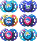 Tommee Tippee Fun Style Soothers, 6-18m, 6 Pack, Symmetrical Orthodontic Design, BPA-Free Silicone, Colours May Vary