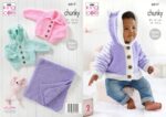 King Cole Baby Chunky Knitting Pattern Boys Girls Jacket Cardigan & Blanket (6017)