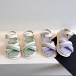 infant slippers 0 3 months Girls Open Toe Color Blocking Princess Sandals Soft Bottom Shoes Casual Beach Vacation Sandals infant slippers 0 3 months - Image 4