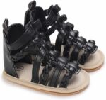 Toddler Kids Flat Gl𝐚diator Wide Sandals Slip On Ankle Summer Shoes Baby Boys Girls Rubber Sole Leather Soft Sandals White Baby Girl Shoes For Baptism Kids Pool Slidea( - Image 2