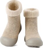 MK MATT KEELY Baby Shoes Boys Girls Winter Warm Sock Shoes Toddlers Thick Pre Walkers Shoes with Anti-Slip Rubber Sole