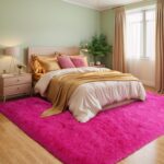 GREFFY Soft 2x4 Feet Area Rug, Modern Yellow Shag Carpet, Shaggy Plush Rugs for Bedroom, Indoor Nursery Dorm Bedside Fluffy Rug for Living Room, Fuzzy Teen Girls Aesthetic Home Decor, Hot Pink - Image 5