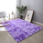 DweIke Extra Large Fluffy Area Rug, 5x8 ft Modern Indoor Carpets for Living Room Bedroom, Plush High Pile Tie-Dyed Purple Rug for Girls Kids Playroom Classroom Nursery Home Décor, Purple - Image 8