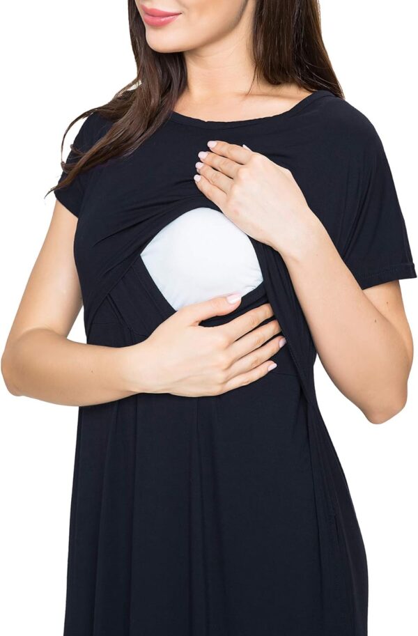 Smallshow Women's Maternity Nursing Dress Split Long Breastfeeding Clothes - Image 3