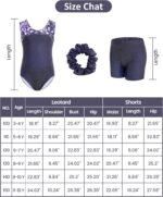JiAmy Girls Gymnastics Leotards, Gymnastics Outfit Athletic Clothing with Shorts Open Back Bow Ballet Leotards for Kids 3-12 Years - Image 5