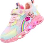 Vorkhuaeri Princess Sneakers for Girls Kids Trainers Light Up Shoes Dress Up Elsashoes Baby Toddler Sneakers Birthday Xmas