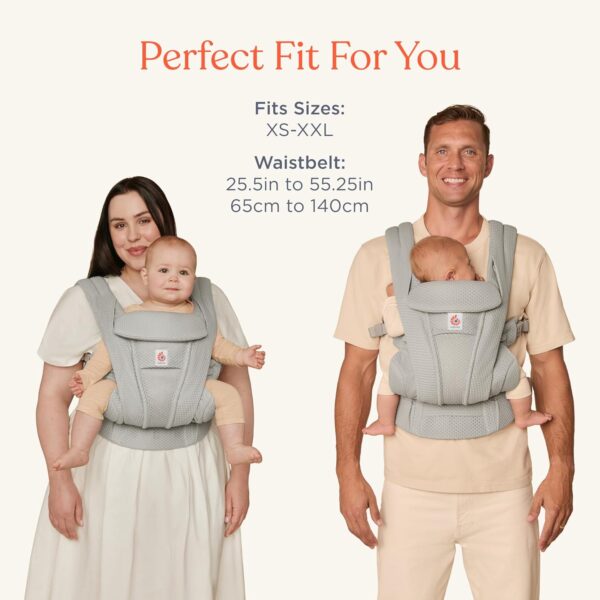 Ergobaby Omni Deluxe All-in-One Baby Carrier for Newborns from Birth up to 20kg, Ergonomic 4-Position mesh Baby Carrier Back Carrier Baby Carrier Travel System, Pearl Grey - Image 8