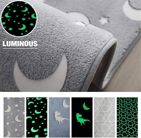 Glow in The Dark Floor Round Mats Luminous Area Rug Soft Decorative Play Mat for Kids Anti-Slip Living Room Rug Carpets for Bedroom Home Nursery Playground Decoration (Stars Moon,60cm) - Image 4