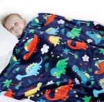 Edcooy Dinosaur Blanket for Boys, Kids Dinosaur Throw Blanket for Boys and Girls, Fluffy Cozy Dinosaur flannel Blanket with Vibrant Colors Cute Design, Soft Warm Throw Blanket (100 x 130cm, Blue)…