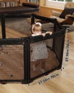 derimkcoa 210cm Extra Wide Baby Gate Playpen with Heat-Resistant Mesh, Dog Gates for Stairs Doorways, Foldable Safety Gates for Kids & Pets, Baby Fence Barrier Indoor/Outdoor, 6-Panels,70cm Tall - Image 5