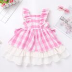 FYMNSI Baby Girls Toddler Kids Retro Pink Gingham Dress with Hair Bows 2pcs Set for Party Pageant Birthday Special Occasion - Image 5