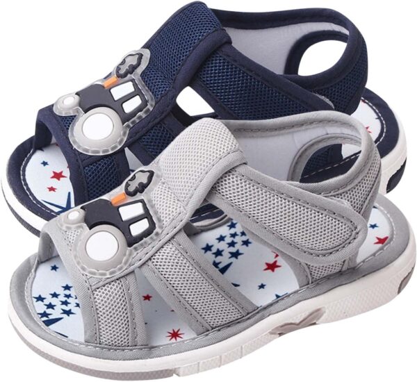 Cocila Toddler Sandals Boys Girls Summer Children Infant Toddler Shoes Girls Sandals Flat Bottom Anti Open Toe Non Slip Breathable Soft Comfortable Cartoon Car Toddler Boys Wide Sandals - Image 2