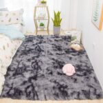 Tinyboy-hbq Area Rugs Large Living Room Rug Soft Bedroom Carpet Anti Slip Fluffy Rugs Shaggy Indoor Nursery Kids Rug Mat Soft Floor Mat Furry Plush Rug for Home Decor (Black gray, 160 * 200cm) - Image 4