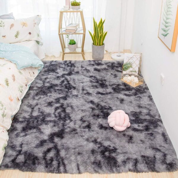 Tinyboy-hbq Area Rugs Large Living Room Rug Soft Bedroom Carpet Anti Slip Fluffy Rugs Shaggy Indoor Nursery Kids Rug Mat Soft Floor Mat Furry Plush Rug for Home Decor (Black gray, 160 * 200cm) - Image 4