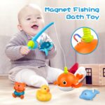 twoonto Baby Bath Toys, Wind Up Magnetic Fishing Games Squirt Bathroom Toys with Fishing Net, Floating Pool Bathtub Toys, Montessori Toys for Toddlers, Boys, Girls (Style A) - Image 7