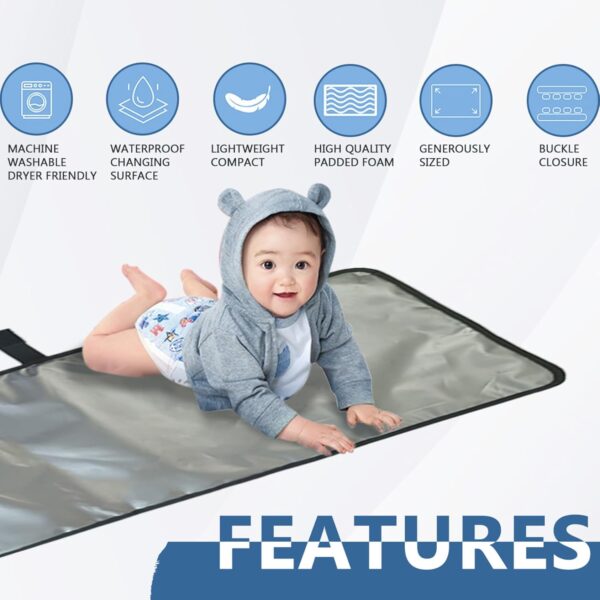 Portable Changing Pad 14x26'' Waterproof Diaper Changing Mat Foldable Baby Changing Pad Travel Changing Pad Easy to Clean Lightweight Changing Station for Baby - Image 5