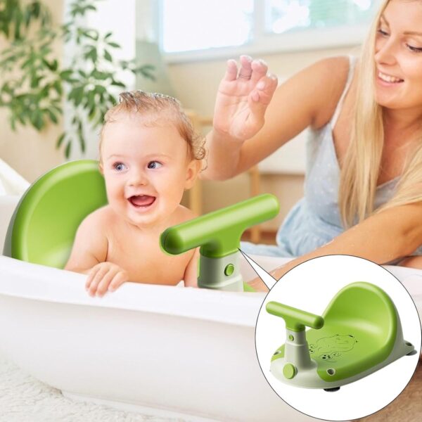 Baby Bath Seat, Non-Slip Children Shower Stool, Creative Motorcycle-Shaped Design, Safe & Sturdy Baby Bathtub Chair 14.57x10.71x8.11 Inches Ideal for Bathroom Use - Image 4