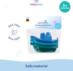 babynova Bath boats - Educational Baby & Toddler Toys - 3+ Months - 3 pcs Set - Motor skills development - Suitable for bathtub and sandbox - BPA Free - Blue, Turquoise, Green - Image 5