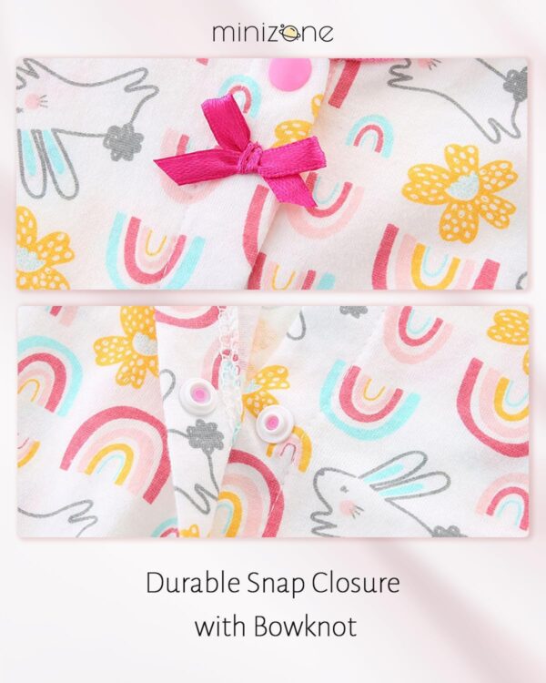 Minizone Baby Girls Pyjama Summer, Short Sleeve Romper Cotton Bodysuit 0-12 Months - Image 3