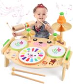 Subtail Kids Drum Kit - Musical Instruments for 2-4 Year Old Boys & Girls - Wooden Baby Drum Set - Toddler Toys & 1st Birthday Gifts, HW00793