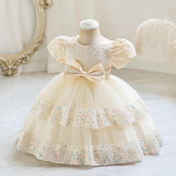 Belovecol Baby Girls Sequin Dress Bowknot Tulle Embroidery Dresses Toddler Formal Baptism Dresses 12M to 5T - Image 2