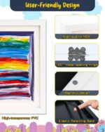 Ciscle Kids Art Frames, 2 Pack A4 Fillable Front Opening Photo Frames, Display Frames for Kids Artwork for 150 Pictures, Ideal for Children's Drawings, Kids Art Projects, School, Home or Office(White) - Image 3