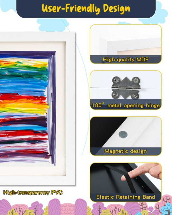Ciscle Kids Art Frames, 2 Pack A4 Fillable Front Opening Photo Frames, Display Frames for Kids Artwork for 150 Pictures, Ideal for Children's Drawings, Kids Art Projects, School, Home or Office(White) - Image 3