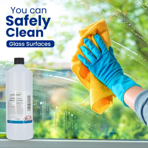 Lucemill 91% Rubbing alcohol | 1 Litre | Super Strength IPA Surface Sanitiser | 91% Isopropyl Alcohol | Clear Liquid - Image 3