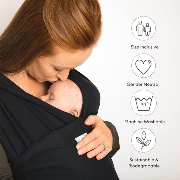 Gaia Baby Wrap | Newborn - 15Kg | Premium Supersoft Tencel Fabric | Certified Hip Healthy | Ebony - Image 3