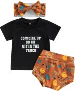 Western Baby Girl Clothes Boho Cow Print Short Sleeve Tassel T Shirt Top + Bloomer Shorts Set Infant Summer Outfits