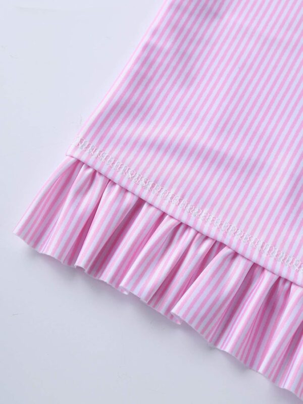 dPois Infant Baby Girls Floral One Piece Long Sleeve Rash Guard Swimsuit Shirt with Ruffle Bloomers Swimsuit - Image 4