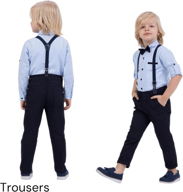 rise&Raba Shirt and Pants Set for Boys | 4-Piece Set Long-Sleeve Shirt, Pants, Suspenders, and Bow Tie | Clothing Sets for Babies and Boys - Image 7