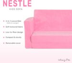 Dream On Me Nestle Kids Sofa in Pink, 2-in-1 Kids Sofa Couch, Convertible Sofa to Lounger, Low to Floor Design, Machine Washable Fabric Cover - Image 5