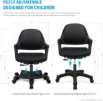 Ergonomic Kids Desk Chair with Footrest, Height Adjustable Seat, Comfortable Cushion Study Computer Task Chair, Smooth Rolling Wheels for Student and Children, Piano Black - Image 2