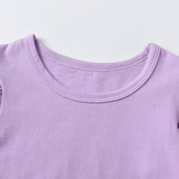 Derouetkia Toddler Baby Girl Clothes Ruffle Tops Solid Colour Short Sleeve and Shorts Summer Outfits Set - Image 2