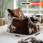 Bean Bag Chair Plush Animal Bean Bag Cover No Filler Soft Plush Fur Recliner Animal Pattern Fur Single Chair Kids Adults Beanbag Chair Lazy Armchair Couch Floor Seating Living(Lotus Gray) - Image 2