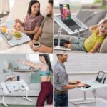 Zapuno Laptop Bed Desk, Height & Angle Adjustable Laptop Bed Tray Table Laptop Bed Stand with Tablet & Phone Slot, Light Weight Foldable Portable Lap Desk for Couch Chair Floor Desk for Adults, Kids - Image 4