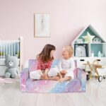 Decalsweet Unicorn Foldable Kids Sofa,Double Seat 2 in 1 Flip Open Kids Sofa Bed with Pocket,Glow In The Dark Children's Sofa for Bedroom Playroom - Image 2
