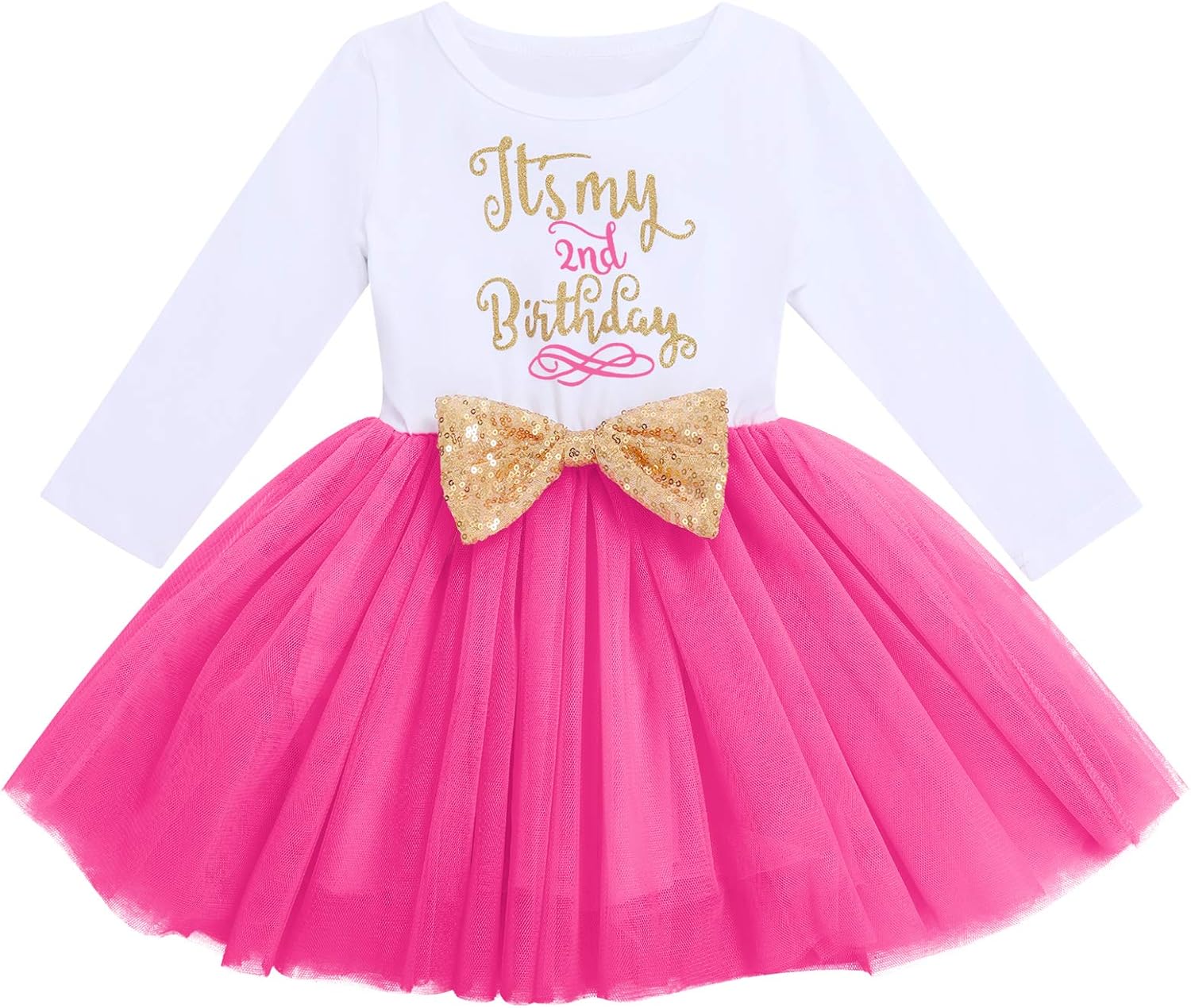 71LNkzZserL._AC_SL1500_.jpg FYMNSI Baby Girls Toddler Kids 1st / 2nd / 3rd Birthday Party Dress Cotton Long Sleeve Bowknot Tutu Tulle Princess Dresses Photo Props - Image 1