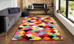 ZASH London Multi-Colored Geometric Design Area Rugs Thick Soft Bedroom Carpet Long Hallway Runner Mat (Scales, 60x110 cm)