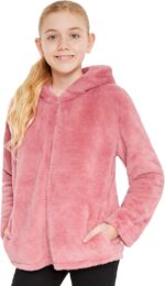 Girls Coat - Fluffy Hooded Zip Up Coat for Kids and Teenagers - Sizes 7-14 Years Cosy Stylish Winter Coat Outwear - Gifts for Girls