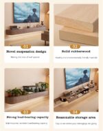 Floating TV Unit，The TV stand cabinet with LED lights, wall-mounted TV console with side cabinets and 2 drawers, entertainment media center, and large storage shelf under the TV(180*20*30cm) - Image 5