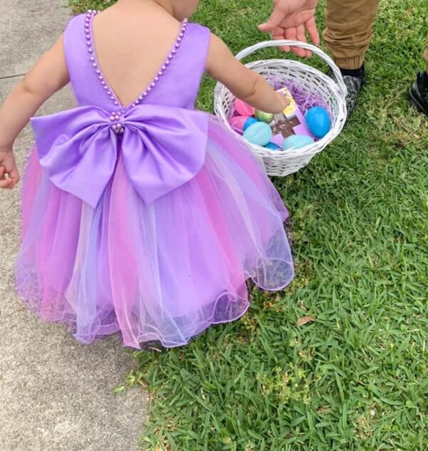 LZH Baby Girls Ruffle Lace Backless with Headwear,Bowknot Flower Dresses Pageant Party Wedding - Image 2